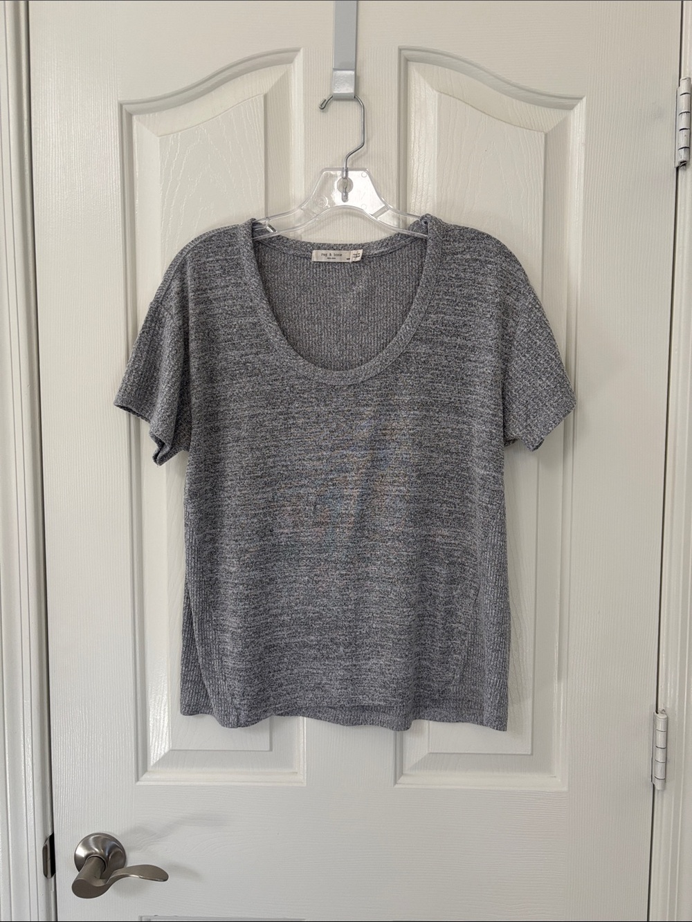 Rag & Bone Heathered Gray Short Sleeve Sweater Top Size Small